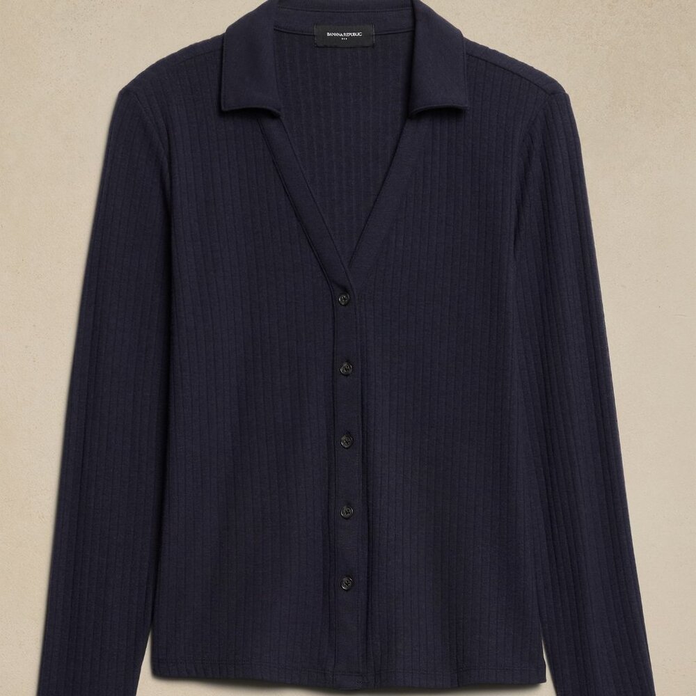 Banana Republic Preppy Navy Collared Drop Needle Shirt/NWT/XL